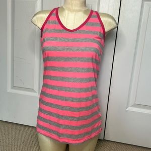 Women’s Pink and Gray Stripe Workout Tank